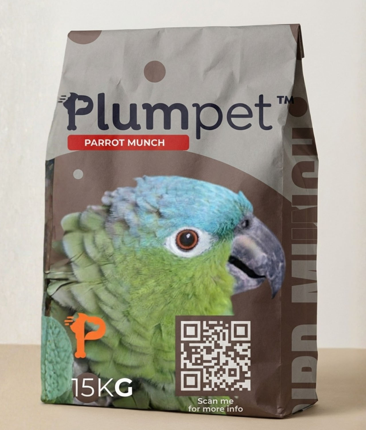 Plumpet Parrot Munch Gray Bag